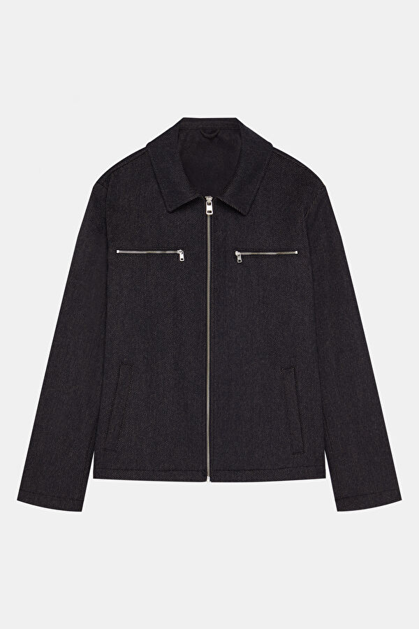 Navy Blue Zip-Up Men's Jacket