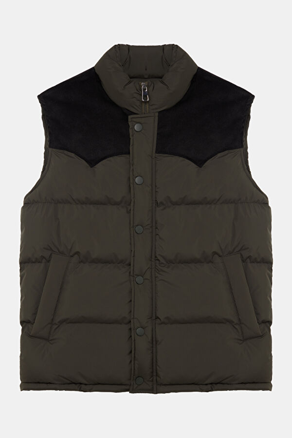 Khaki Men's Vest with Garni Detail