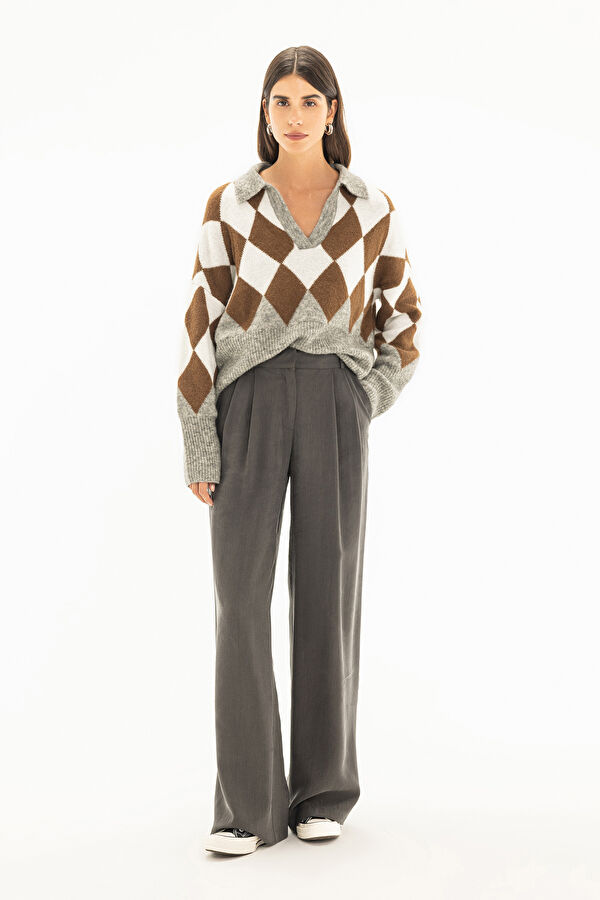 Anthracite Wide Leg Women's Trousers