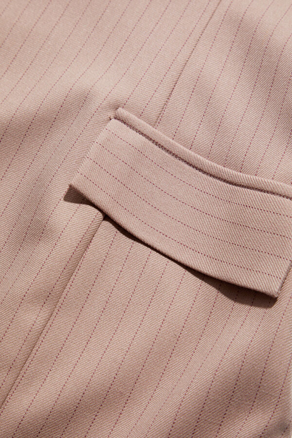 Light Pink Striped Short Women's Dress 8