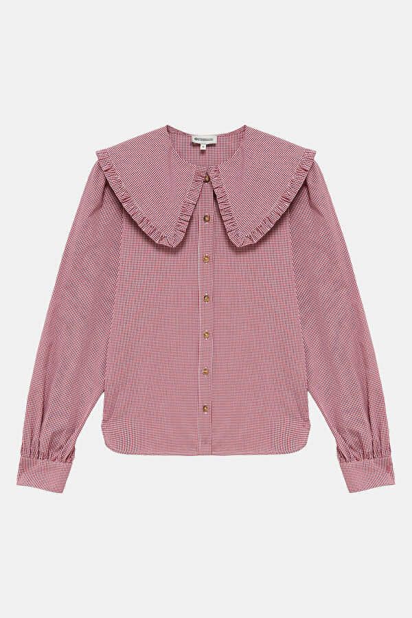 Women's Shirt with Gingham Pattern and Peter Pan Collar 5