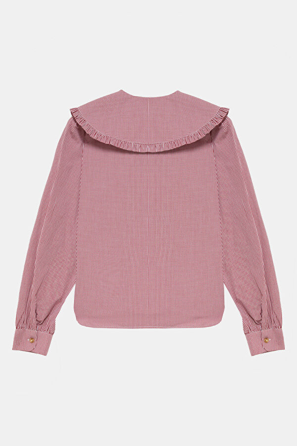 Women's Shirt with Gingham Pattern and Peter Pan Collar 6