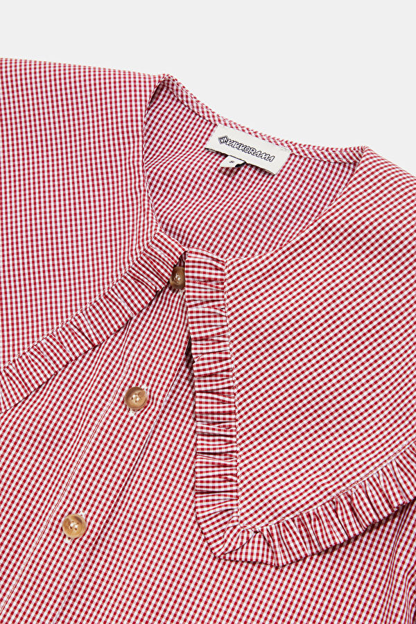 Women's Shirt with Gingham Pattern and Peter Pan Collar 7