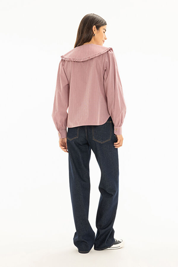 Women's Shirt with Gingham Pattern and Peter Pan Collar 2