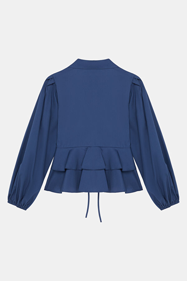 Navy Blue Long-Sleeved Women's Blouse 2