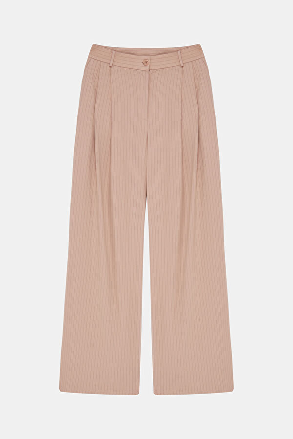 Açık Pembe Bol Paça Kadın Pantolon 4