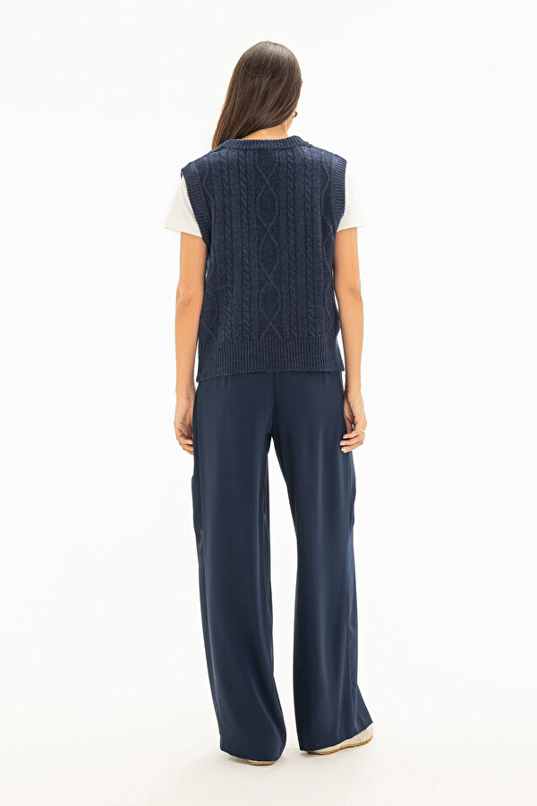 Navy Blue Straight Leg Women's Trousers 2