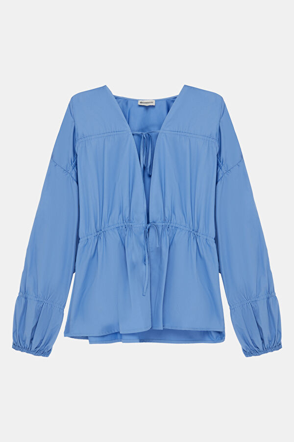 Blue Long-Sleeved Women's Blouse 5