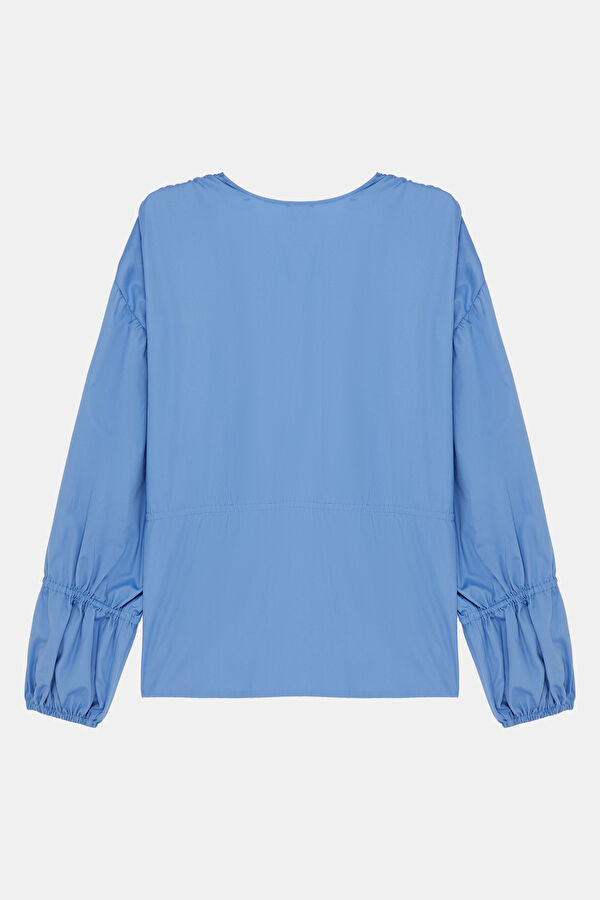 Blue Long-Sleeved Women's Blouse 6
