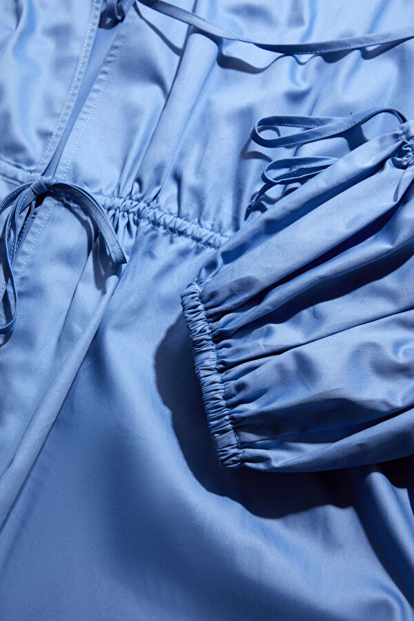 Blue Long-Sleeved Women's Blouse 8