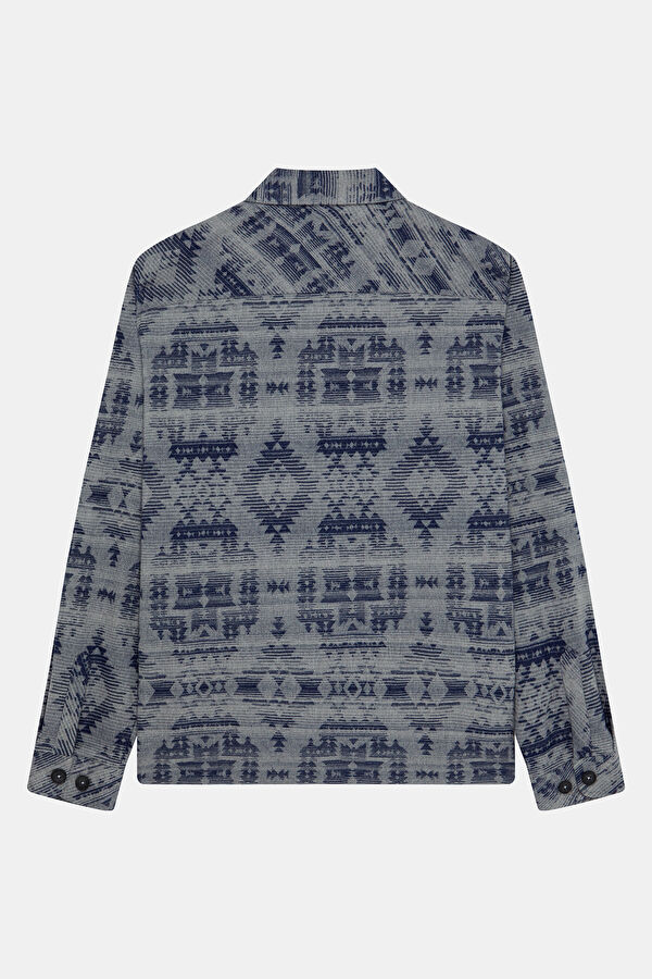 Grey Ethnic Pattern Regular Men's Shirt 2