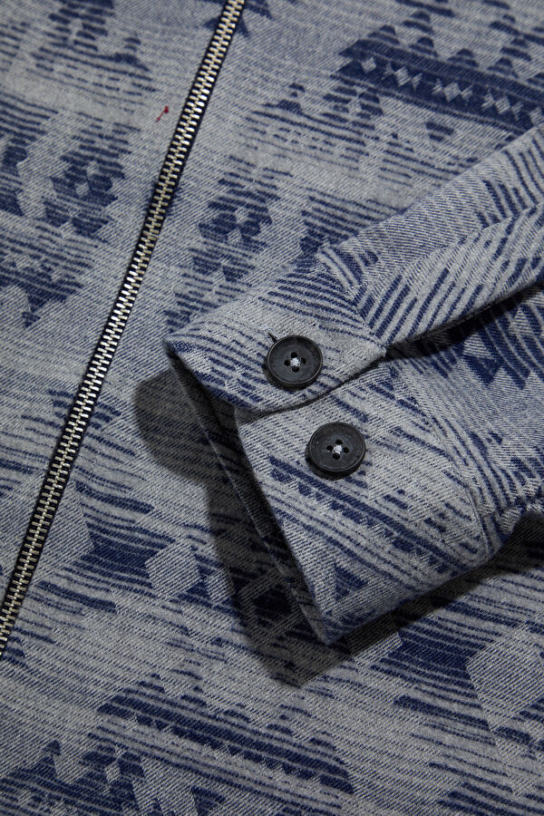 Grey Ethnic Pattern Regular Men's Shirt 4
