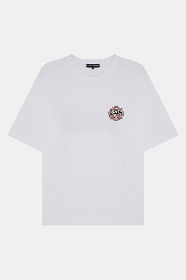 Cancer 2.0 Oversize Beyaz Bisiklet Yaka Baskılı Erkek T-Shirt 4