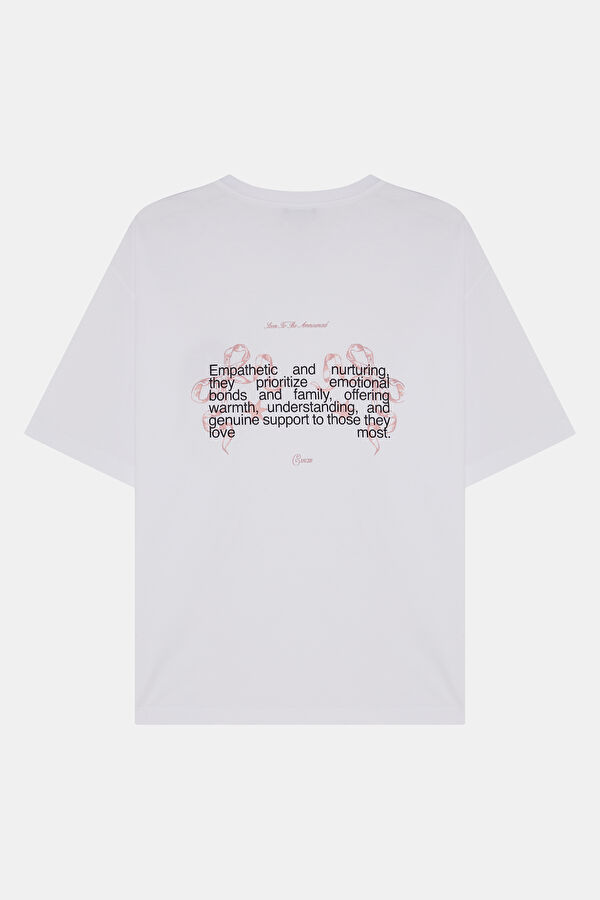 Cancer 2.0 Oversize Beyaz Bisiklet Yaka Baskılı Erkek T-Shirt 5