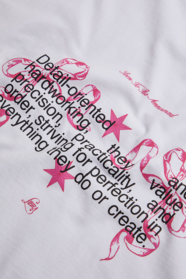 Libra 2.0 Oversize White Crew Neck Printed Men's T-Shirt 5