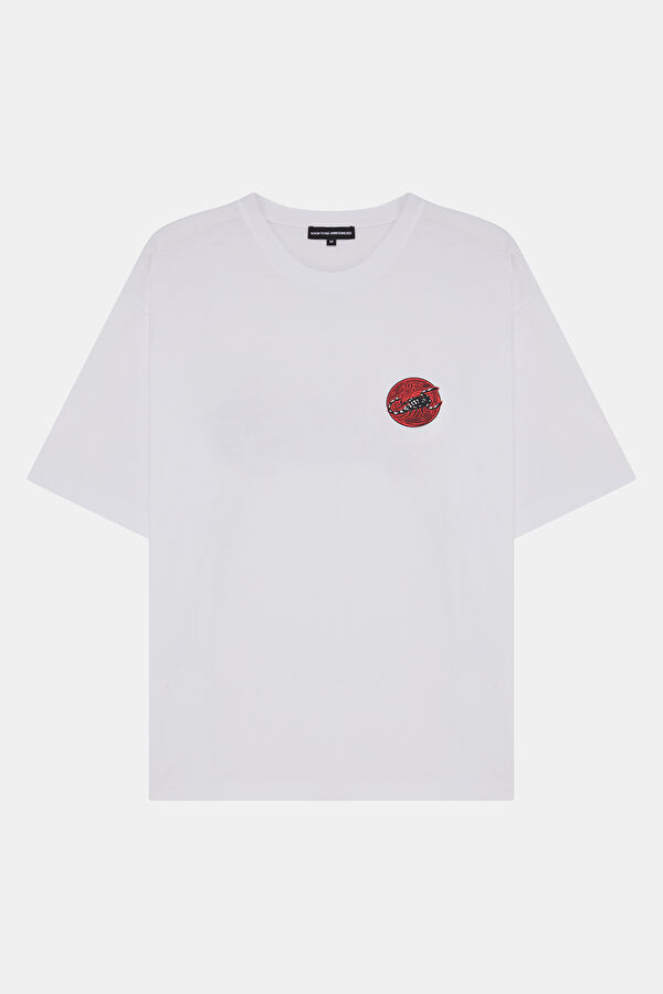 Scorpio 2.0 Oversize White Crew Neck Printed Men's T-Shirt