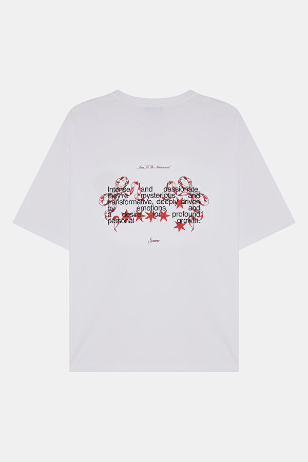 Scorpio 2.0 Oversize White Crew Neck Printed Men's T-Shirt 2