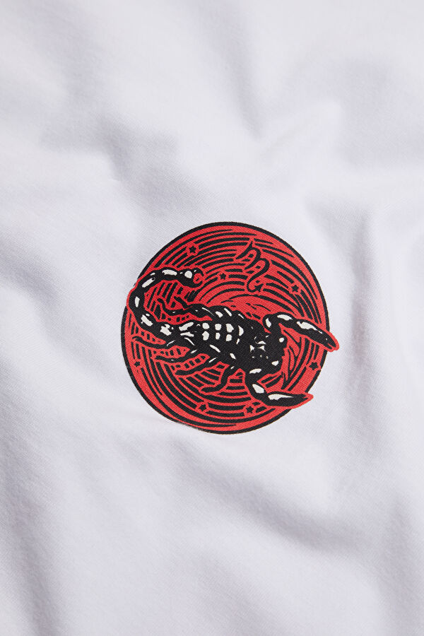 Scorpio 2.0 Oversize White Crew Neck Printed Men's T-Shirt 4