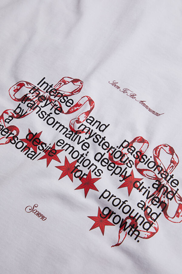 Scorpio 2.0 Oversize White Crew Neck Printed Men's T-Shirt 5