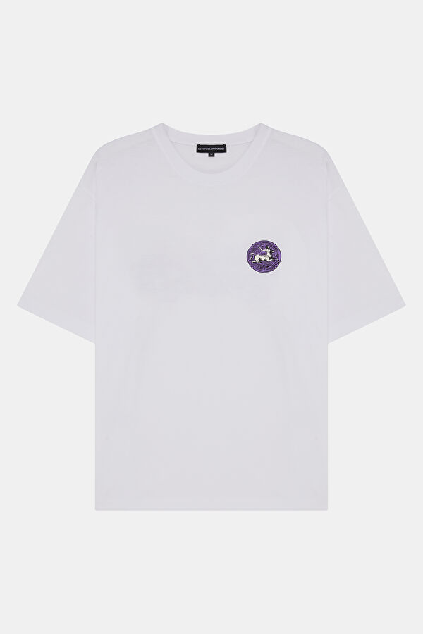 Saggitarius 2.0 Oversize White Crew Neck Printed Men's T-Shirt 3