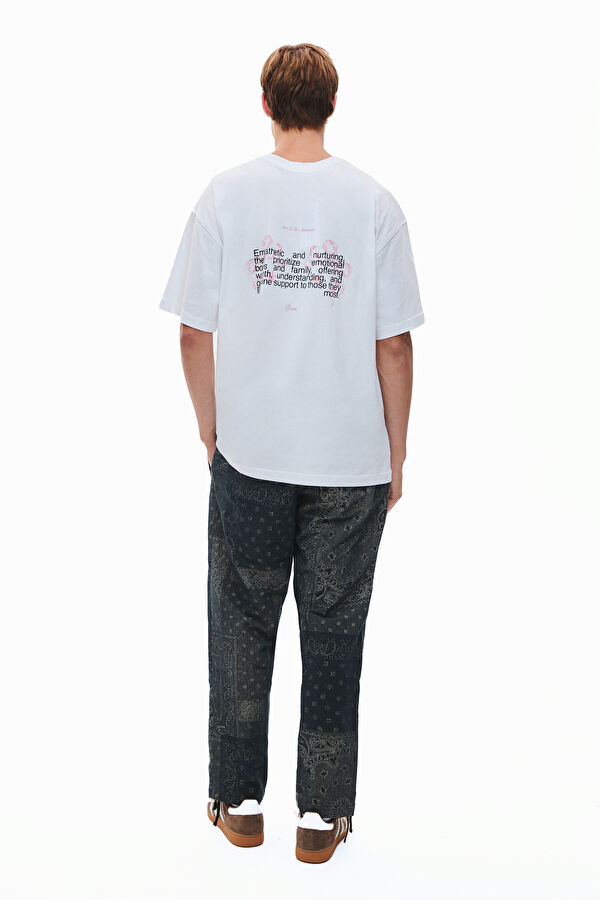 Cancer 2.0 Oversize Beyaz Bisiklet Yaka Baskılı Erkek T-Shirt 2