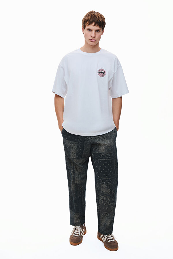 Cancer 2.0 Oversize Beyaz Bisiklet Yaka Baskılı Erkek T-Shirt 3