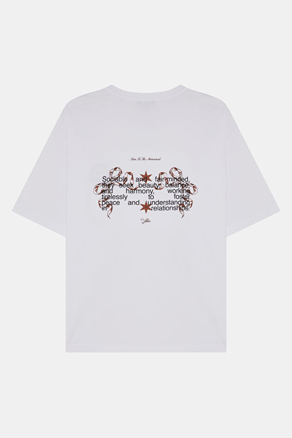 Virgo 2.0 Oversize White Crew Neck Printed Men's T-Shirt 4