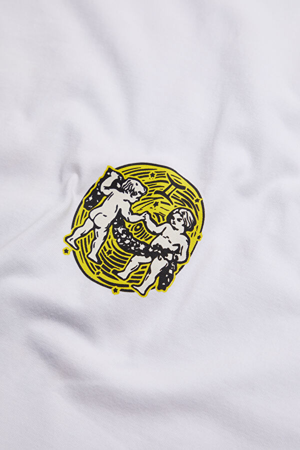 Gemini 2.0 Oversize Beyaz Bisiklet Yaka Baskılı Erkek T-Shirt 5