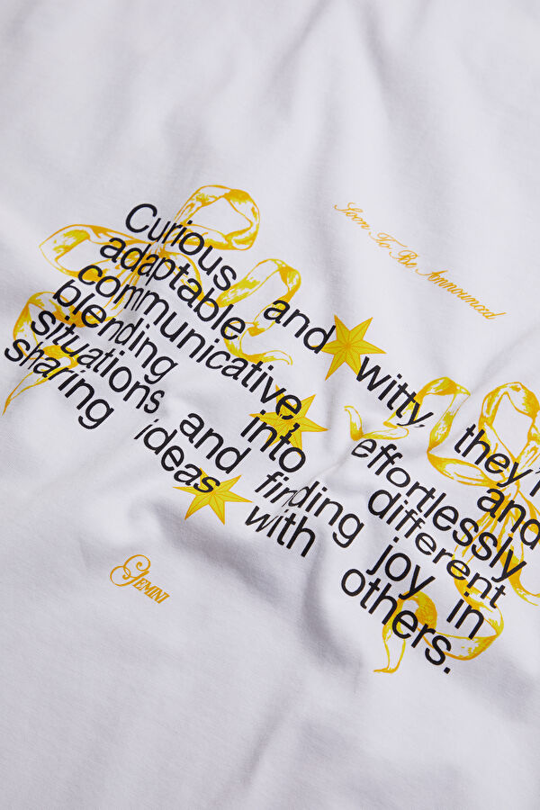 Gemini 2.0 Oversize Beyaz Bisiklet Yaka Baskılı Erkek T-Shirt 6