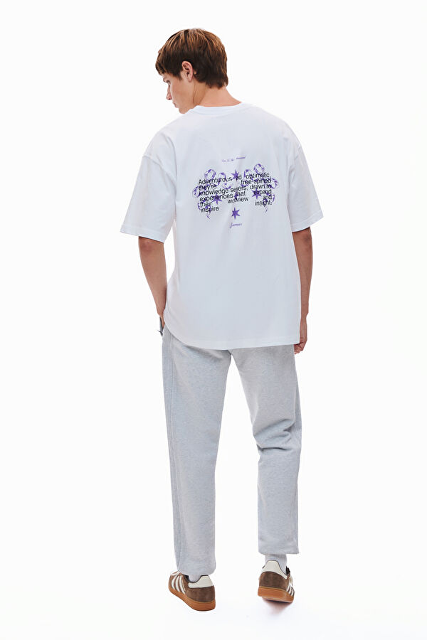 Saggitarius 2.0 Oversize White Crew Neck Printed Men's T-Shirt 2