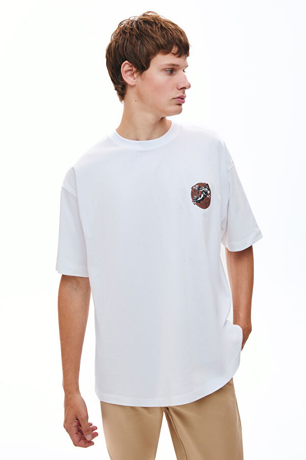 Virgo 2.0 Oversize White Crew Neck Printed Men's T-Shirt
