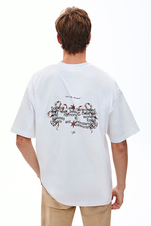Virgo 2.0 Oversize White Crew Neck Printed Men's T-Shirt 2