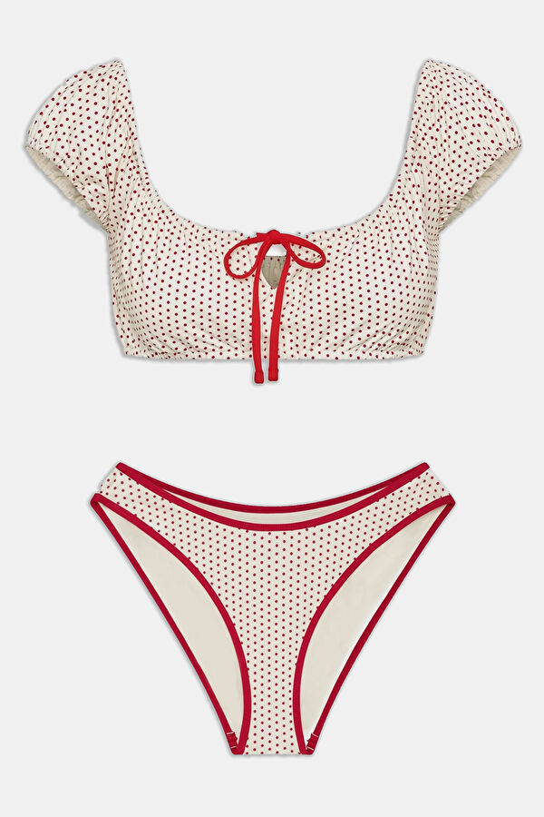 Bella Hadid White Lace-Up Bikini