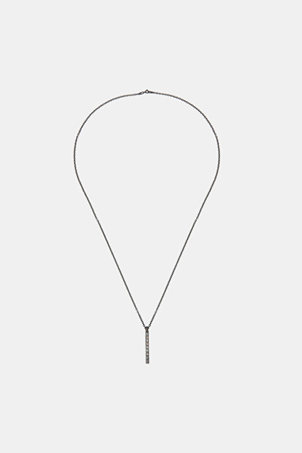 Oxidized Ladder Silver Colored Necklace