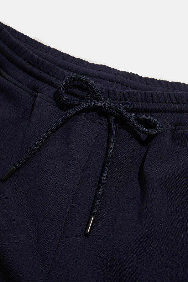 Navy Blue Wide Leg Sport Men's Trousers 4