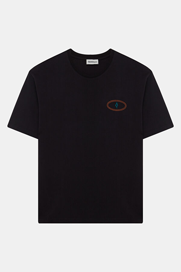 Black Crew Neck Embroidered Men's T-Shirt