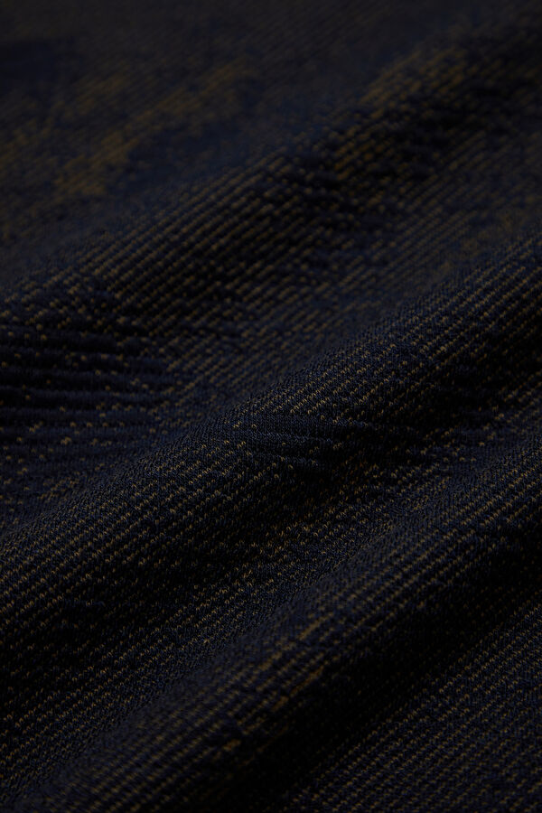 Navy Blue Crew Neck Textured Men's T-Shirt 4