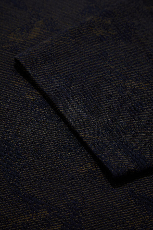 Navy Blue Crew Neck Textured Men's T-Shirt 5
