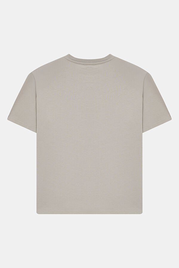 Light Grey Crew Neck Embroidered Men's T-Shirt 2