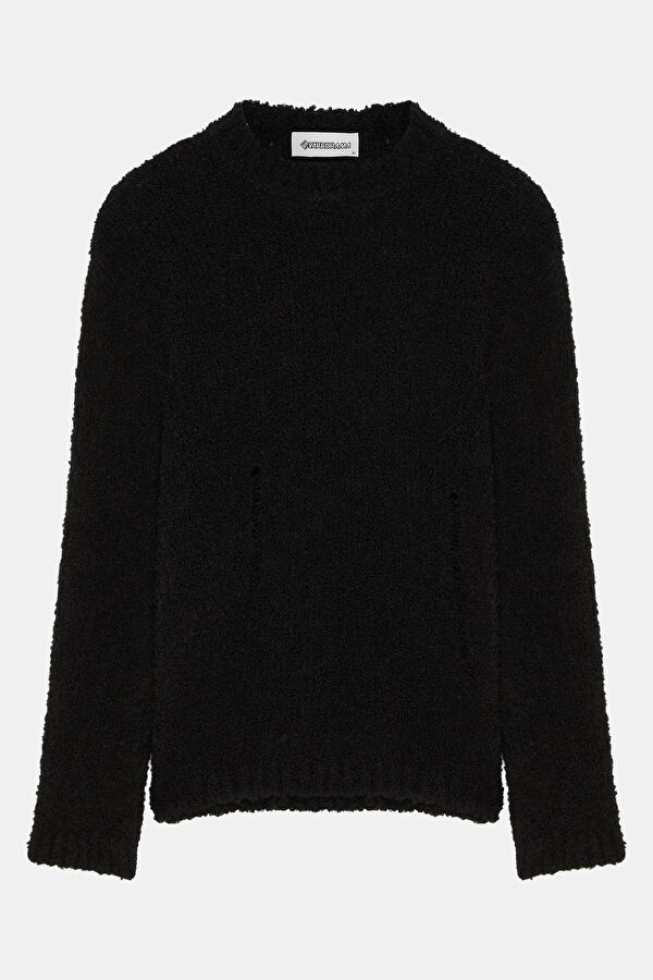 Black Knitted Pattern Men's Sweater 3