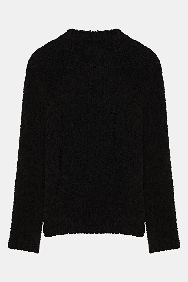 Black Knitted Pattern Men's Sweater 4