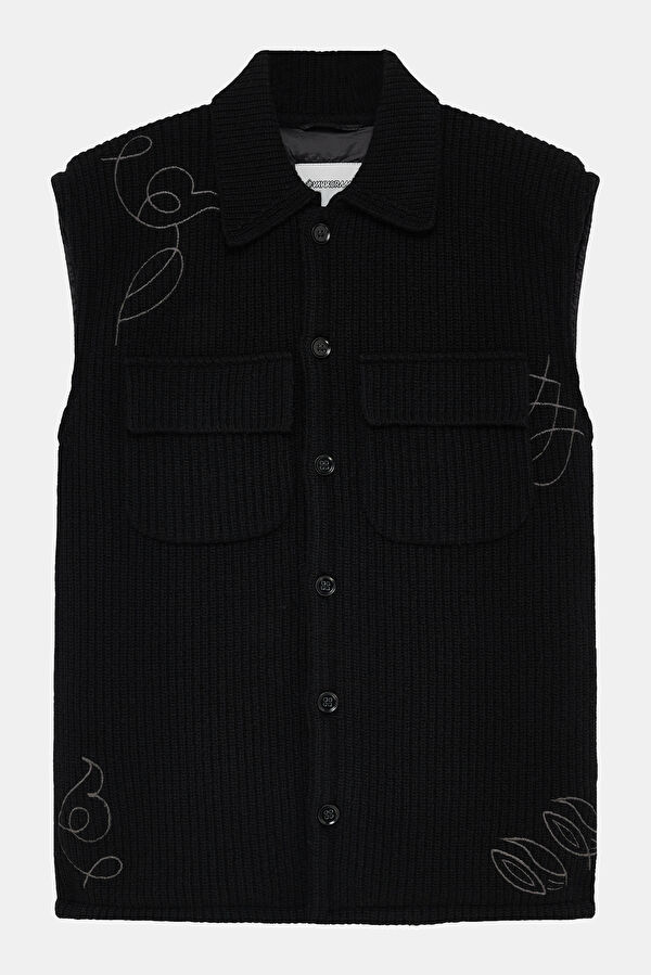 Black Embroidered Men's Vest 3