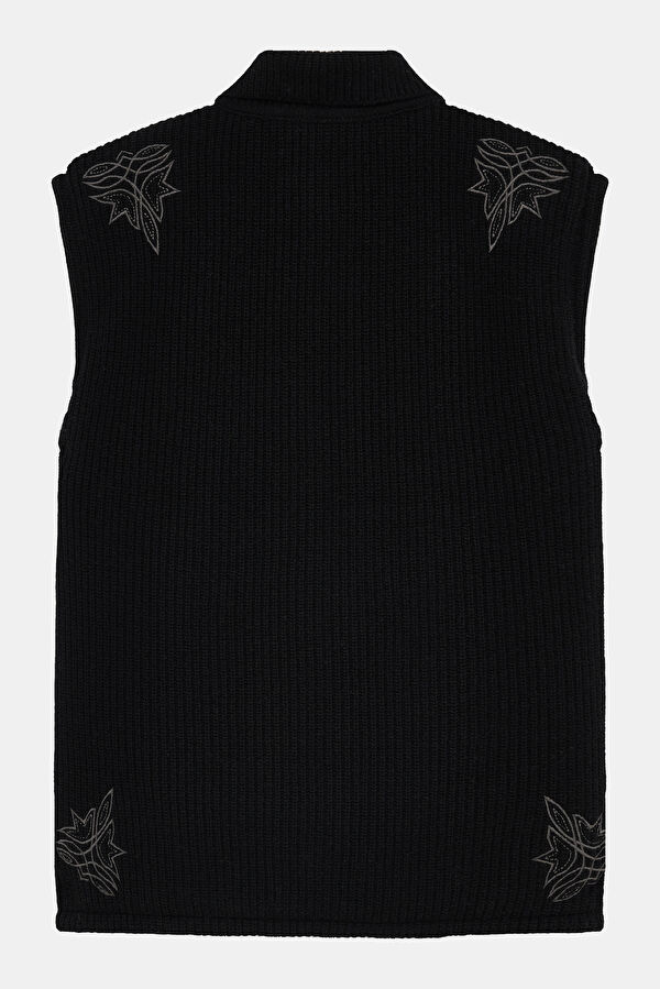 Black Embroidered Men's Vest 4