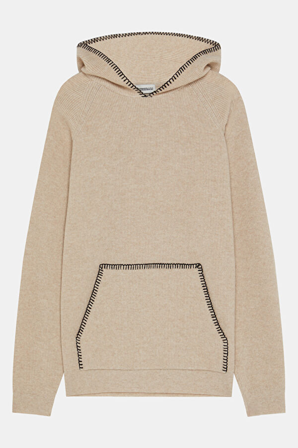 Beige Viscose/Wool Knit Men's Sweater