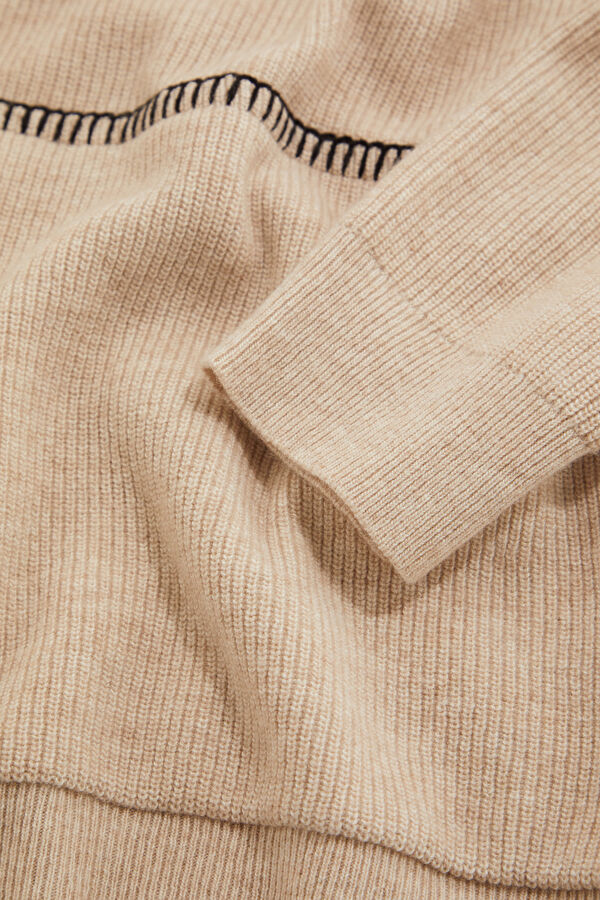 Beige Viscose/Wool Knit Men's Sweater 5