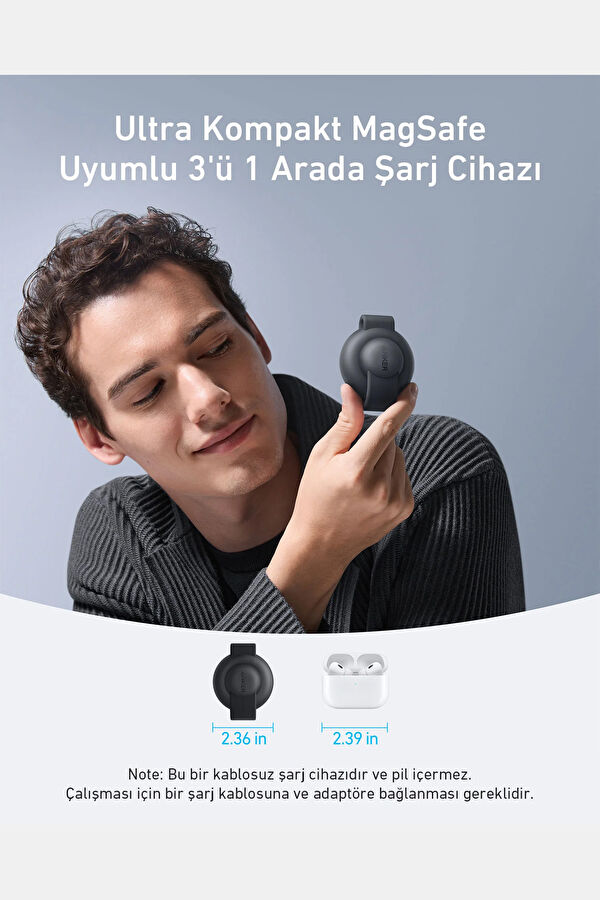 MagGo 3in1 Kablosuz Katlanır Şarj Aleti 3