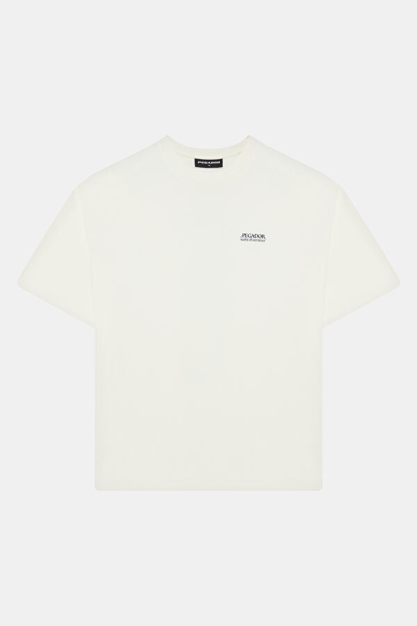 Relax Kalıp Ekru Bisiklet Yaka Baskılı T-Shirt