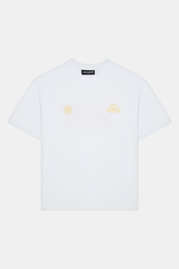 Relax Fit White Bicycle Collar Printed Tshirt