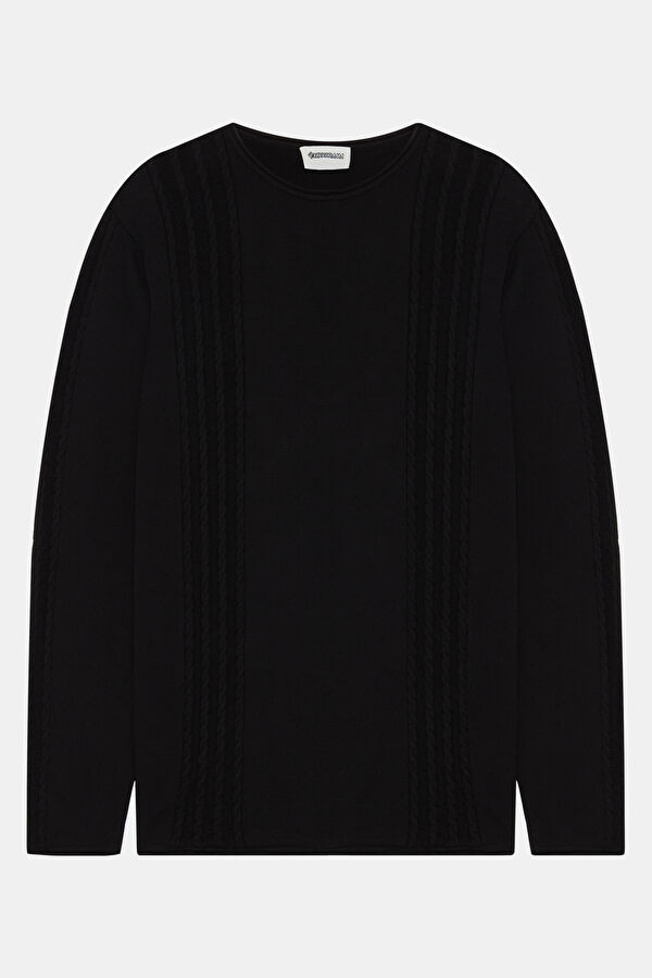 Black Knitted Viscose Sweater for Men