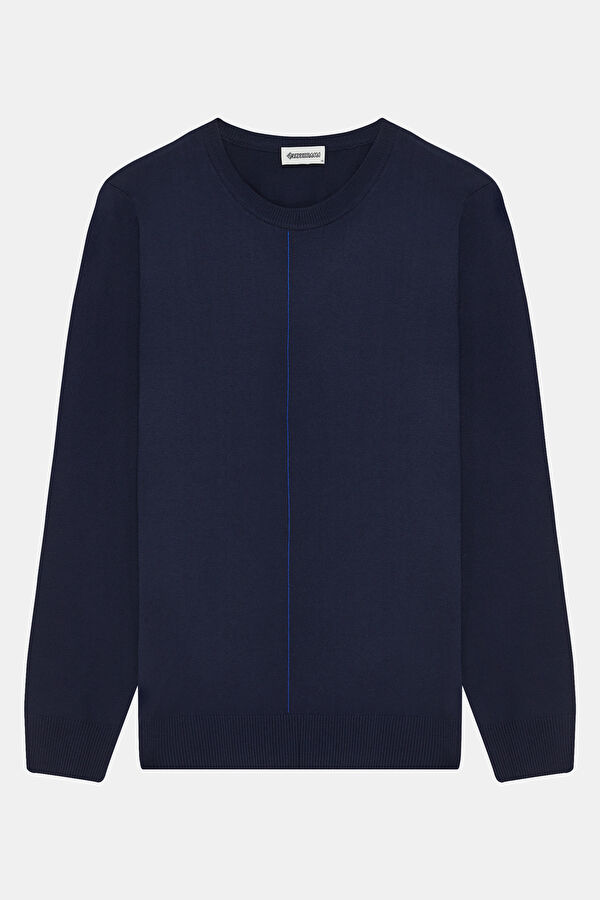 Navy Blue Viscose Knit Men's Sweater